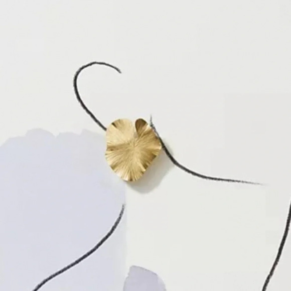 Anthropologie Gold Lily Pad Post Earrings - Picture 2 of 2
